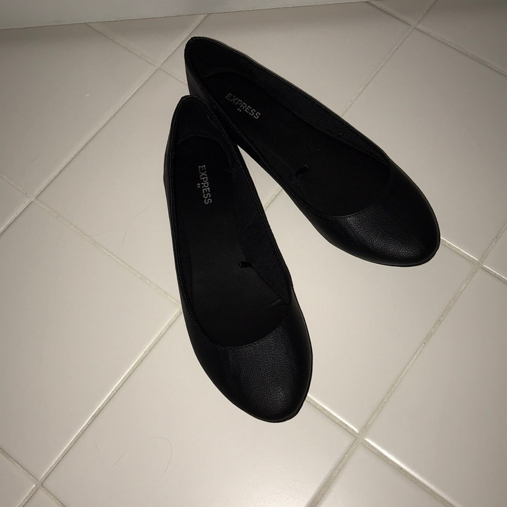 Faux leather black flats